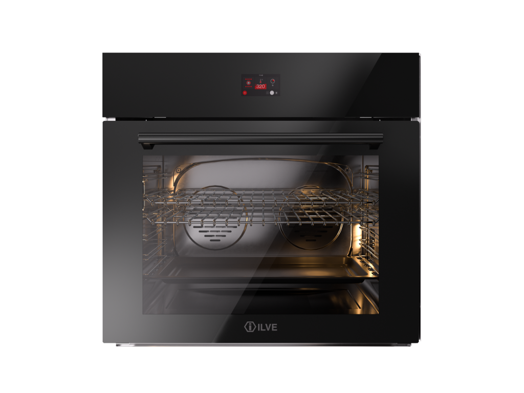 ILVE Professional Plus 76 cm-es fekete üveg TFT beépíthető sütő – Hidrolízis